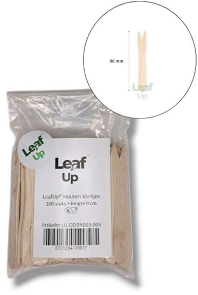 LeafUp® Houten Frietvorkjes - Patat vorkjes - Snack vorkjes - 100 stuks - 9 cm lang - Biologisch en milieuvriendelijk (B4)