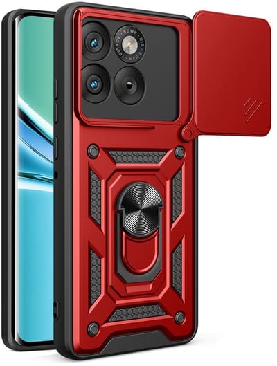 Coverup Hoesje - Geschikt voor Motorola Edge 70 Hoesje - Coverup Armor Ring Kickstand Back Cover met Camera Shield - Rood