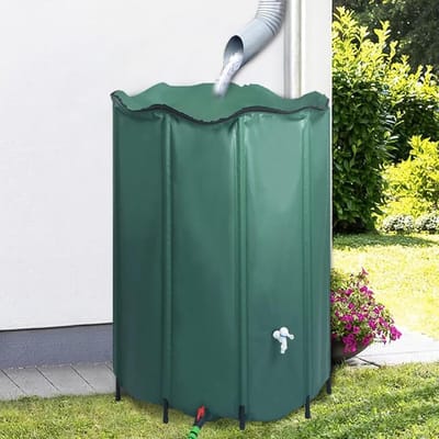 Regenwatertank - Opvouwbaar vat - Tuin besproeien - Inclusief kraan - 1350 liter - Donkergroen
