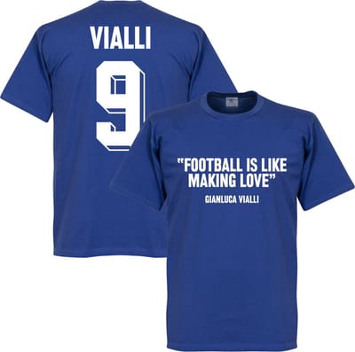 Vialli 9 'Football Is Like Making Love' T-shirt - Blauw - XXL