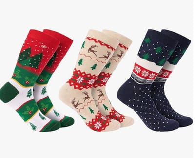 BRUBAKER 3 paar kerstsokken - grappige sokken met kerstmotieven - katoen - heren en dames cadeau Kerstmis - uniseks - Maat 35-40