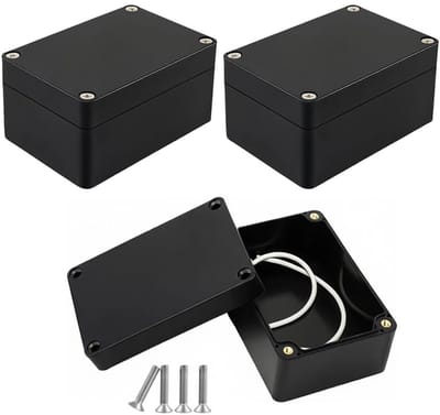 Waterdichte Elektronische Doos - 3 Pack ABS Kabelbehuizing voor DIY Stroomverdeler, Stof- en Weerbestendig, 100 x 68 x 50 mm, Zwart