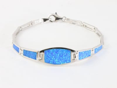 Hoogglans zilveren armband met Australische opaal