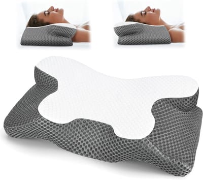 Aurixi® Hoofdkussen Nekklachten - Hoofdkussen Zijslaper - Hoofdkussen - Grijs- 63cm x 34cm 11cm