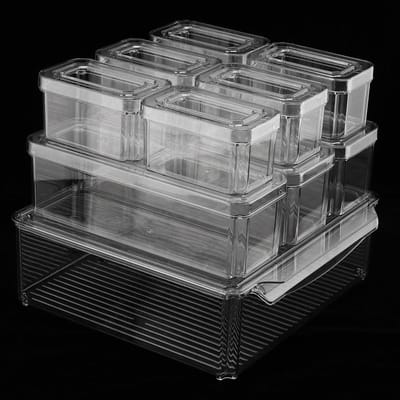 Dailygoods- Koelkastbewaarcontainers Set van 10 - Doorzichtige Opbergdozen - Stapelbare Vriezer-organisatordozen - Kunststof Koelkastbakken - Met Deksels - Hoogwaardig PET-kunststof