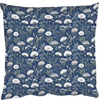 Sierkussens - Kussentjes Woonkamer - 50x50 cm - Patroon - Bloemen - Wit - Blauw
