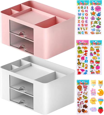 Dailygoods- Bureau Organizer Hoogwaardige Kunststof - Bureau Organizer met Lades - Pennenbakje - Vakken - Ruimtebesparend - Afmetingen 19.5 x 14 x 10 cm - Bureauhouder