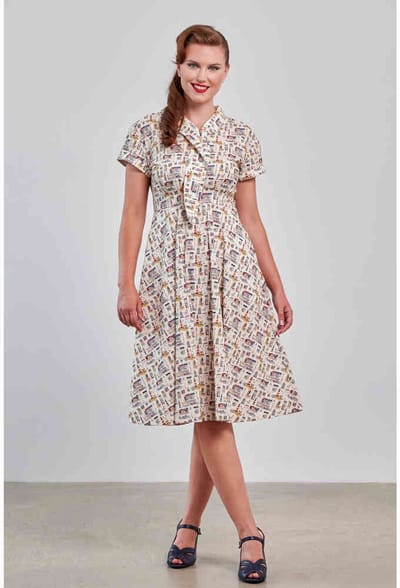 Banned - Shirley Seaside Flare jurk - S - Creme