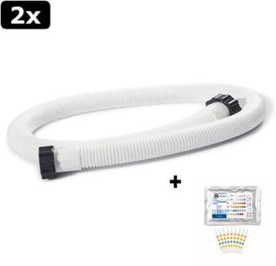2x Intex filterpomp slang 38mm - 1,5 meter - Zwembadinstallatie - + 50 JeKa Trading Test Strips - 38mm slang - 150cm - Zwembad slang - Verlengingsslang zwembad - Koppelslang - 29060