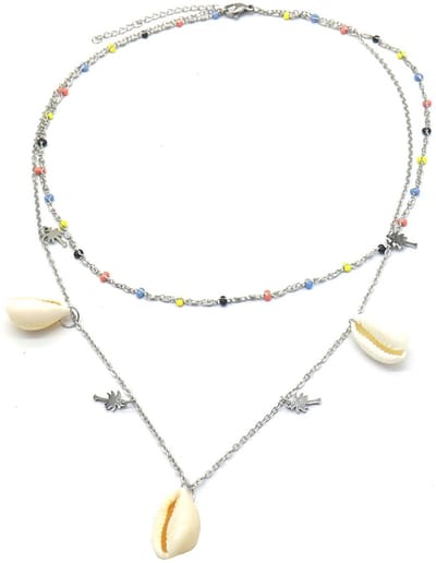 Ketting met Schelpen - RVS - Lengte 40-45 cm - Zilverkleurig