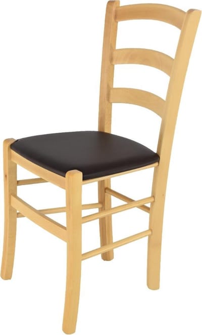 Tommychairs Venice - Eetkamerstoel - 1 Stuk - Naturel & Moka - Stof & Hout