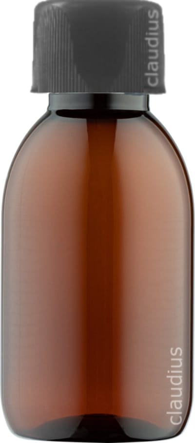 Lege Plastic Fles 125 ml PET Amber bruin - met zwarte ribbeldop - set van 10 stuks - navulbaar - leeg