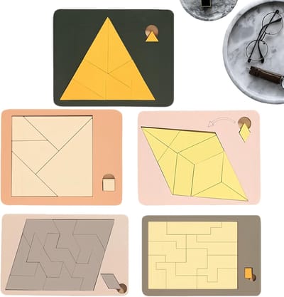 Houten Puzzel - Hersenkraker Blokken - Cognitieve Training - Geometrisch Vormenspel - 14 x 12 cm