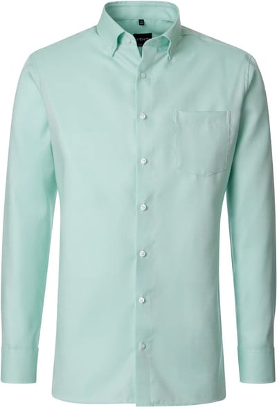 VENTI CASA MODA comfort fit overhemd - structuur - lichtgroen - Strijkvrij - Boordmaat: 40 (EU maat: M)