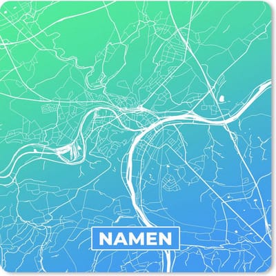 Muismat 20x20 cm - Mousepad Stadskaart - Namen - Blauw - België - Muismatten
