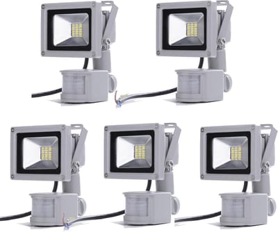 5x LED Buitenlamp met Bewegingsmelder 20W Koel Wit 6000K IP65 Waterdicht Krachtige Schijnwerper