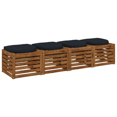vidaXL - 4-Piece - Zitkussens - 4 - st - 100% - Polyester - Donkerblauw
