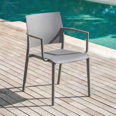 Tuinstoel 4-delige set - Terrasstoel buiten - Buiten zitten - Stapelbaar uv-bestendig - 81 cm hoogte - Lichtgrijs