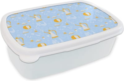 Broodtrommel Wit - Lunchbox - Brooddoos - Patronen - High tea - Thee - 18x12x6 cm - Volwassenen