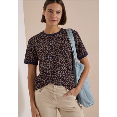 Shirt met ronde hals en luipaardprint