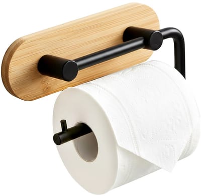 Toiletrolhouder Metaal Bamboe Zwart BLACK 13,5 cm - WC Rolhouder - Toiletpapierhouder