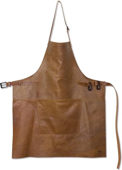 Dutchdeluxes - Handgemaakt - Leer - Barbecueschort - Keukenschort - Vintage Cognac