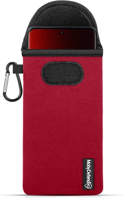 MobyDefend Hoesje - Geschikt voor Xiaomi 13 Ultra - Neopreen Pouch Met Karabijnhaak - Insteek - Riemlus - Rood