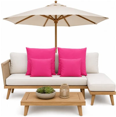 Anna Collection Bank/tuin kussens set - binnen/buiten - 4x stuks - fuchsia roze - In 2 formaten