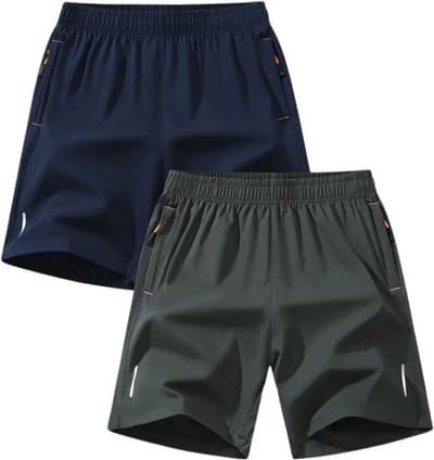 Bovista Tennisbroek Heren - Tennisshort - Tenniskleding - Padelbroek - Padel - Gym - Short - 2Pc - Grijs + Marineblauw - Maat XXL