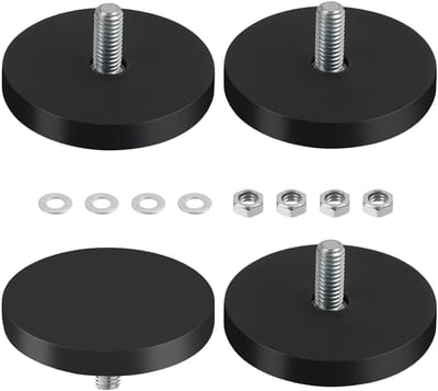 Krachtige Neodymium Magneten met Rubber Coating Ø 43mm en M6 Draad - Ideaal voor Bevestigen en Ophangen (4 stuks)