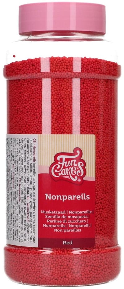 FunCakes NonPareils - Rood - 800g - Eetbare Decoraties voor Taarten en Cupcakes