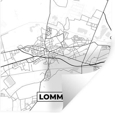 Muurstickers - Sticker Folie - België – Lommel – Stadskaart – Kaart – Zwart Wit – Plattegrond - 100x100 cm - Plakfolie - Muurstickers Kinderkamer - Zelfklevend Behang XXL - Zelfklevend behangpapier - Stickerfolie
