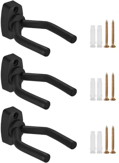 GELLDG 3 stuks gitaarhaken - Gitaarstandaards - Wandmontage - Geschikt voor akoestische gitaren, klassieke gitaren, elektrische gitaren, basgitaren, ukeleles