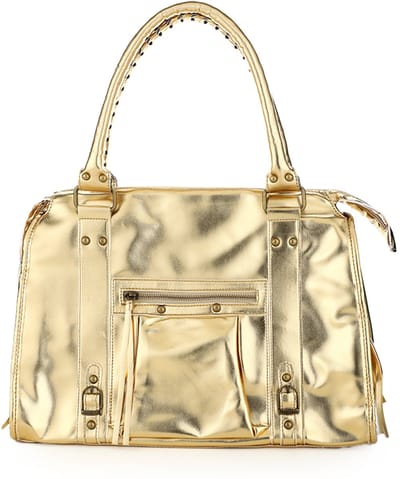 Bijoutheek Tas Multi Pocket Bag Fringe Slierten City Bag Groot Metallic Brown