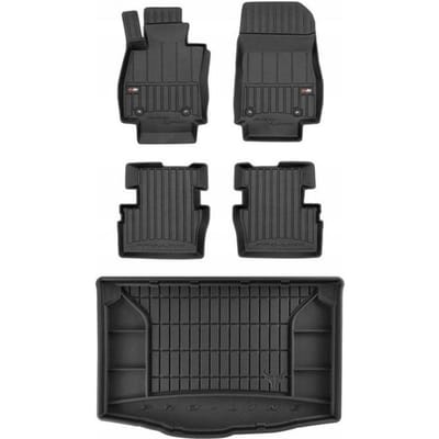 FROGUM PROLINE 3D Set - Rubberen Automatten + Kofferbakmat - Geschikt voor MAZDA 2 III Hatchback (vanaf 2014) - Zwart