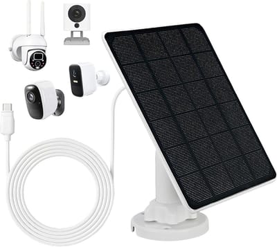 Zonnepaneel Camera - Energie Oplader - Buiten Beveiliging - 360 Graden Verstelbaar - 20x15x5 cm - Zwart