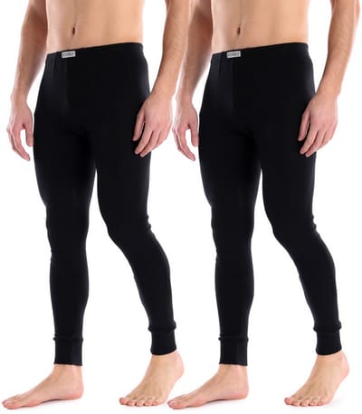 Ladeheid Heren Thermobroek 2 Pack Set - Sport - Thermoactieve - Lang - Katoen – Zwart/Zwart – M - LA-LA40-247-UW-2B