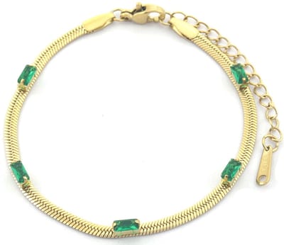 Armband Dames - Zirkonia - RVS - Verstelbaar 16-21 cm - Goudkleurig en Groen