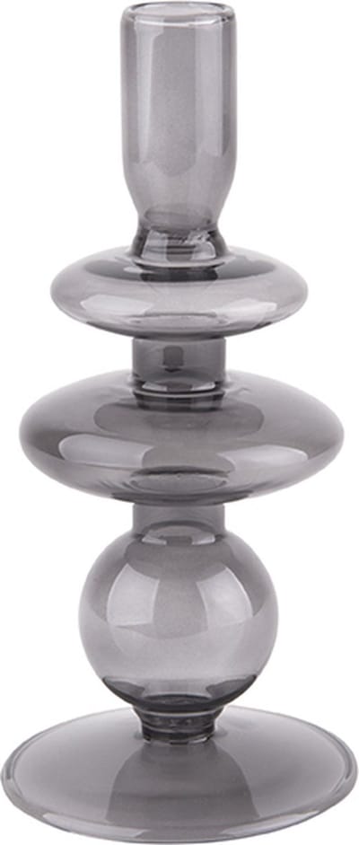 Kandelaar - Glas Ringen Zwart Klein