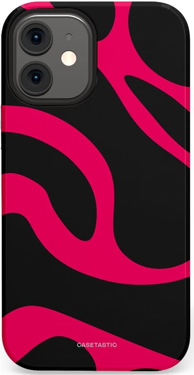 Casetastic Hoesje Geschikt voor Apple iPhone 12 Mini - Stijlvolle Beschermende Duo-layer Case - Hotpink Camoprint