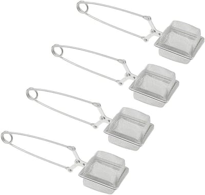 JGS Premium - Vierkante theezeef filter voor losse thee - Theepot infuser roestvrij staal - 4 stuks