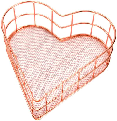 Dailygoods- Opbergmanden Hartvormig - Draadgaas Organizer - Desktop Afwerking - Snacks/Sieraden/Cosmetica - Voor Kantoor/Slaapkamer/Keuken - Roségoud - Opbergdoos