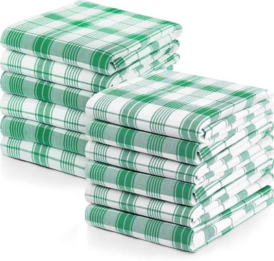 Theedoeken Set - Keukendoeken Linnen - Keuken Schoonmaken - Super Absorberend - 35 x 61 cm - Groen Wit