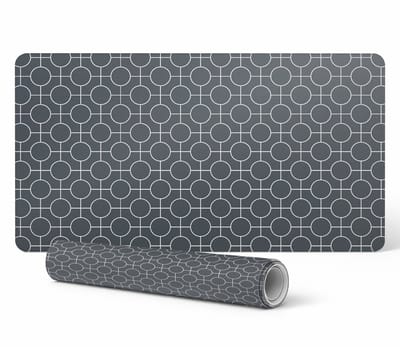 Beschermende vinyl werkmat met geometrische cirkels, 90x45 cm