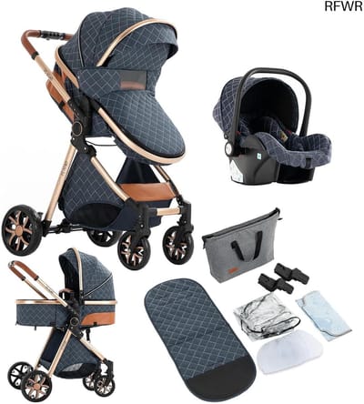 RFWR® 3-in-1 Kinderwagen met Aluminium Frame - Veelzijdige Trio Kinderwagen voor Pasgeborenen