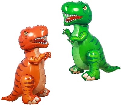 Folieballon XXL Dinosaurus - Verjaardag Ballonnen - Dinosaurus Verjaardagsdecoratie - 2 Stuks - Realistisch Design - Jungle Thema - Verjaardagsballon