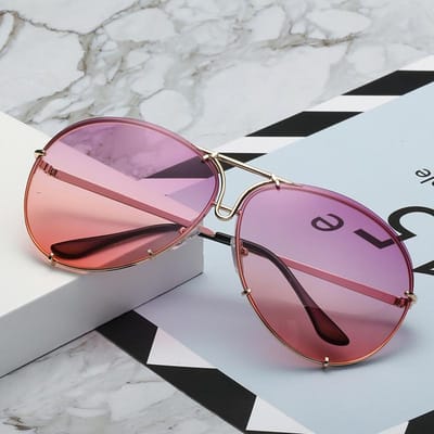Nieuwe Mode Piloten Zonnebril dames Oversized Luxe Zonnebrillen Voor Vrouwelijke Coole Spiegel Vintage Dame Kleurverloop Tinten UV400 W141510WW-as the photo