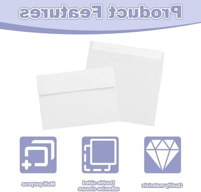 50 Stuks Lange Zelfklevende Enveloppen zonder Raam - 183 x 133 mm - Witte Papieren Enveloppen voor Uitnodigingen en Bedankkaarten