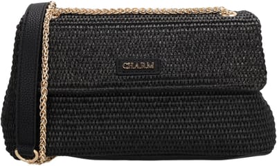 Charm London Paris Crossbodytas - Schoudertas - Rietlook - Goude Hardware - Dames - Zwart