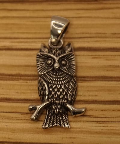Sterling zilveren hanger van uil op tak - zilveren hanger van uil - uiltje op tak hanger gemaakte van 925 zilveren - nachtdier hanger voor aan ketting - leuke nachtdieren hangertje van zilver - Nederlandse dieren hangertje van zilver